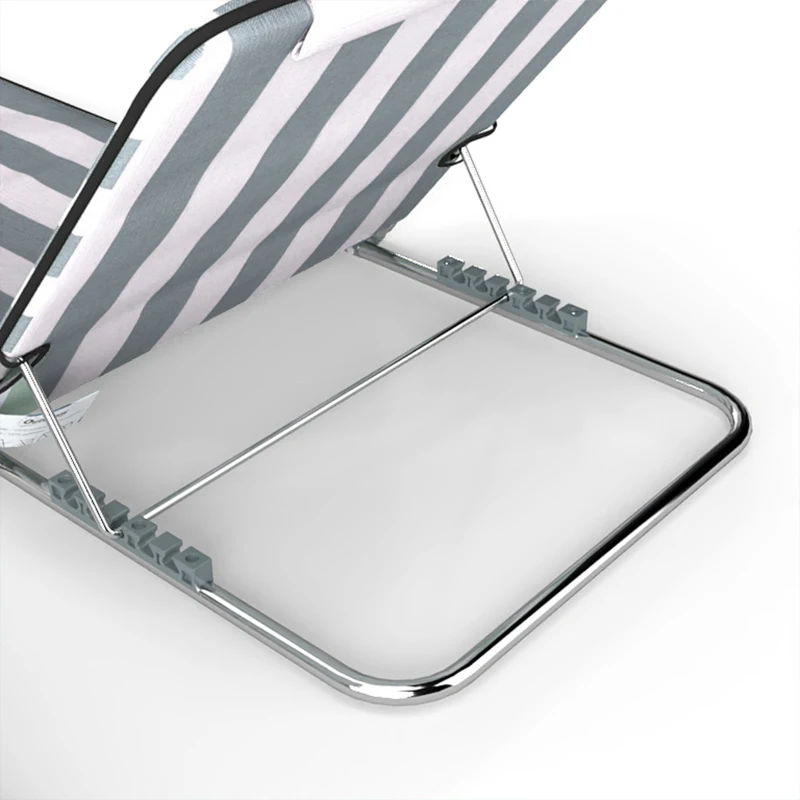 Outsunny 2 Pieces Beach Lounge Chair, Outdoor Folding Chaise Lounge Set w/ Pillow for Sunbath, Snap, Light Grey and White
