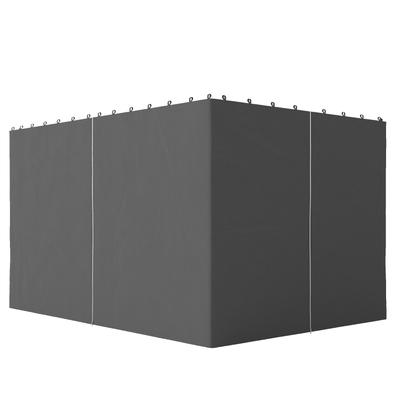 Outsunny Gazebo Curtains, 10' x 13' Universal Replacement Privacy Curtain, 4-Panels Sidewall with Hooks/C-Rings, Grey