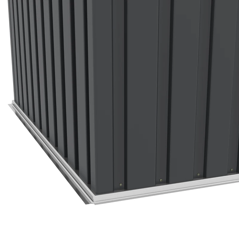 Outsunny 6.5x4FT Galvanised Metal Shed with Foundation Kit, Lockable Garden Tool Storage House with Sliding Doors, Vents, Grey