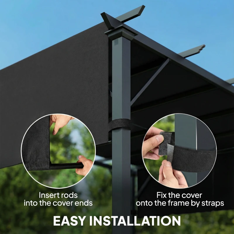 Outsunny 2 Pcs UV Protection Pergola Replacement Canopy, Pergola Shade Cover, Easy to Install, for 10' x 10' Pergola, Black