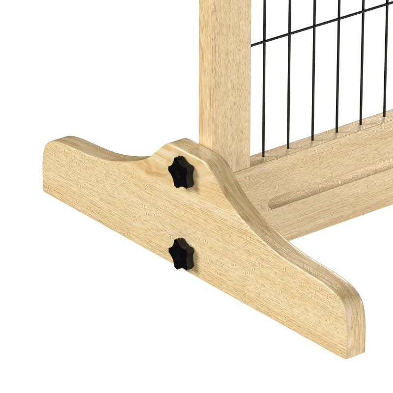 PawHut 41"-71" Wooden Freestanding Pet Gate with Support Feet, for Small Medium Dogs, Natural