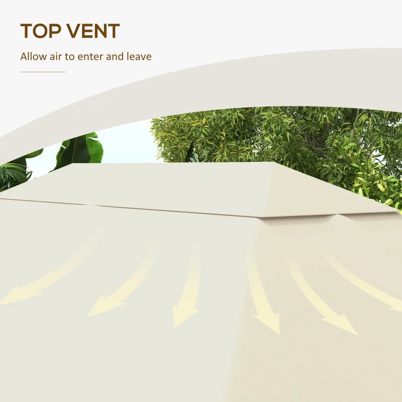 Outsunny 10' x 13' Gazebo Replacement Canopy Cover, Gazebo Roof Replacement (TOP COVER ONLY), Cream White
