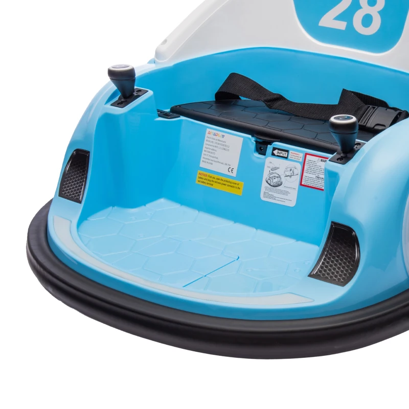 Qaba 12V Bumper Car for Toddlers, Ride On Car with 360 Degree Remote Control, Lights Music Horn, for 1.5-5 Years, Light Blue