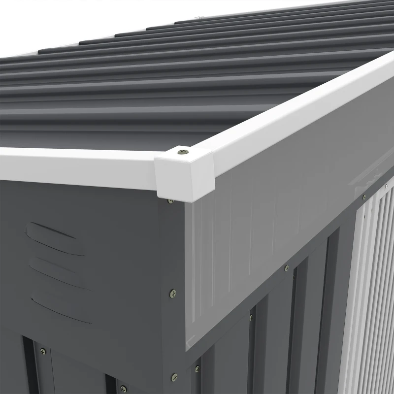 Outsunny 6.5x4FT Galvanised Metal Shed with Foundation Kit, Lockable Garden Tool Storage House with Sliding Doors, Vents, Grey