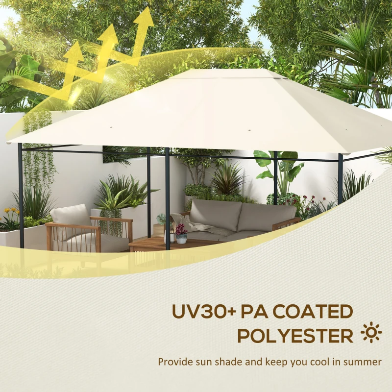 Outsunny 10' x 13' Gazebo Replacement Canopy Cover, Gazebo Roof Replacement (TOP COVER ONLY), Cream White