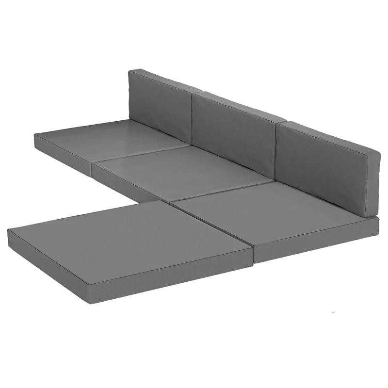 Outsunny Patio Furniture Cushions Water-Repellent Outdoor Loveseat Cushion Removable Covers 23.6" x 23.6", Grey