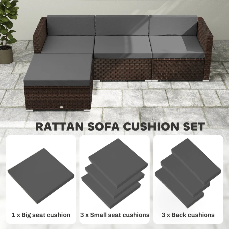 Outsunny Patio Furniture Cushions Water-Repellent Outdoor Loveseat Cushion Removable Covers 23.6" x 23.6", Grey