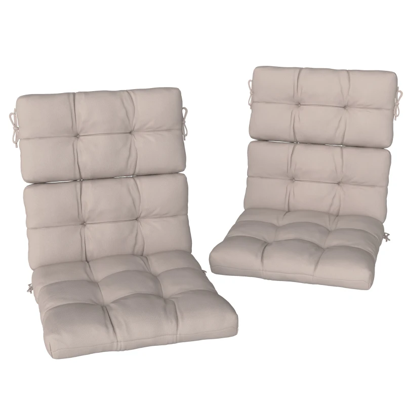 Outsunny 2-Piece Back Seat Cushion Replacement, Outdoor Patio Chair Cushions Set with Ties, Button Tufted, Beige
