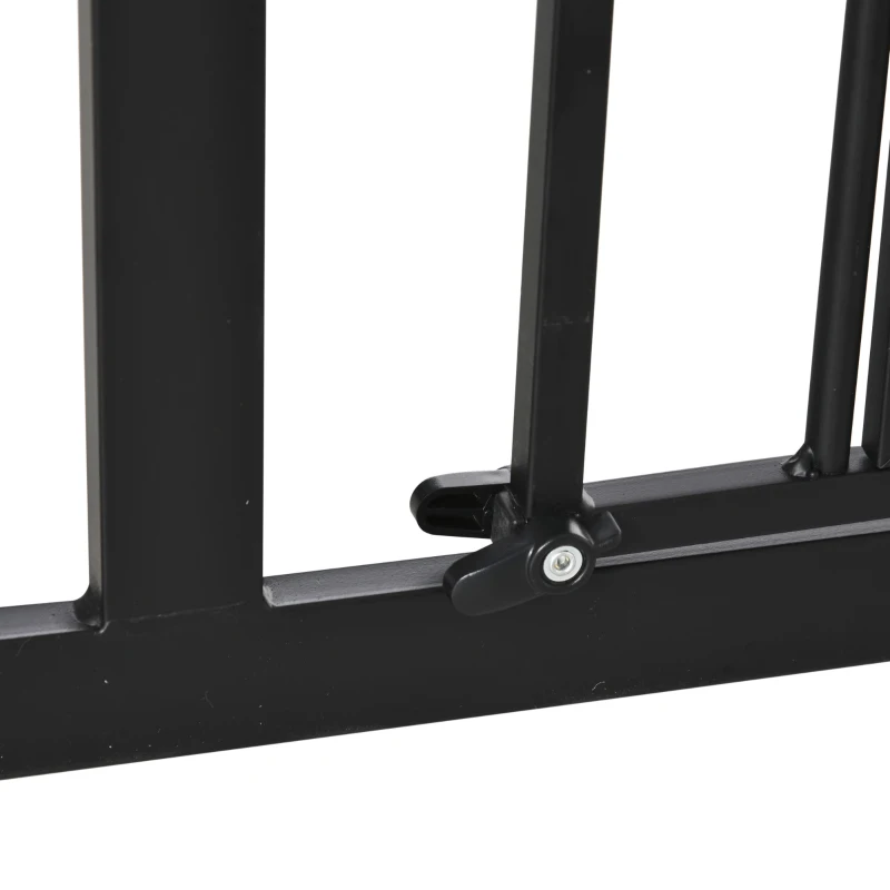 PawHut 29.1''-41.3'' Extra Wide Dog Gate with Cat Door, Stair Pressure Fit, Auto Close, Double Locking, for Doorways, Hallways