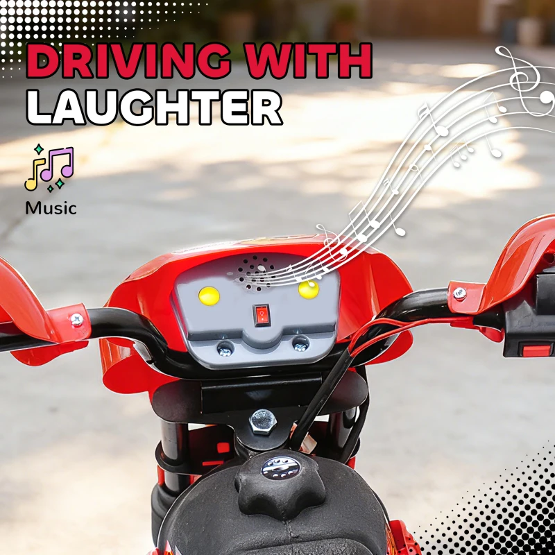 Aosom 6V Kid Electric Ride On Motorcycle Powered Dirt Bike Battery Scooter For 3-6 Year Old Kids Toddlers W/ Training Wheels Red