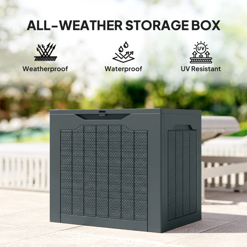 Outsunny 30 Gallon Deck Box, Resin Outdoor Storage Box with Handles, Waterproof and UV Resistant Storage Container