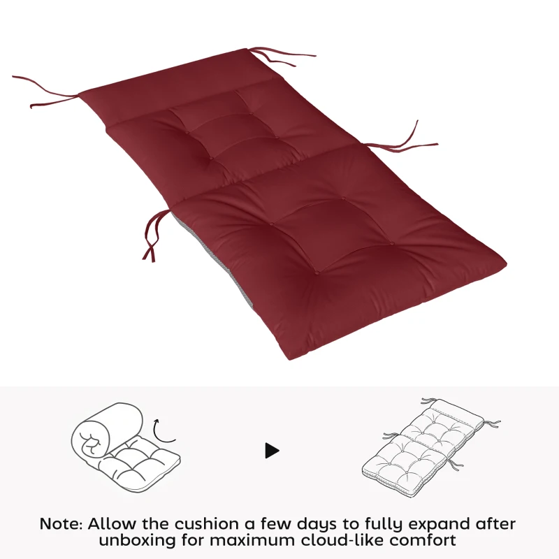 Outsunny Patio Chair Cushions Set of 4, Waterproof Non-Slip Lounge Chair Cushions, 44"x21", Wine Red