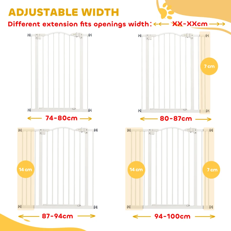 PawHut Extra Tall Dog Gate with Door, Pressure Fit, Auto Close, Double Locking for Doorways Hallways Stairs, 29"-39", White