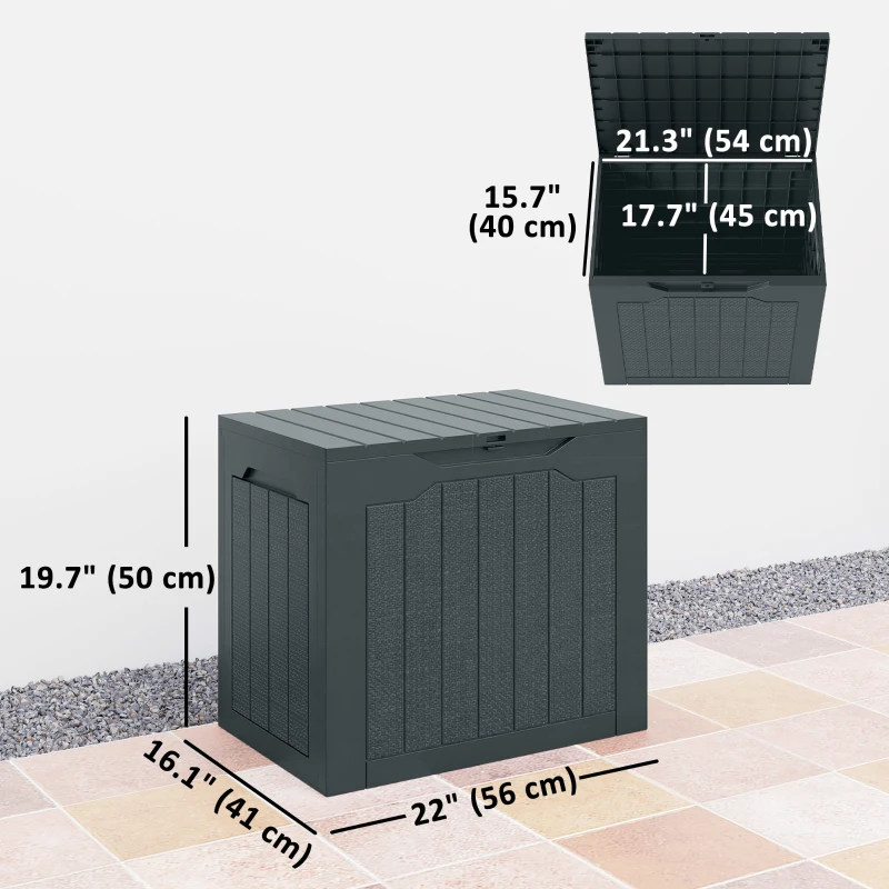 Outsunny 30 Gallon Deck Box, Resin Outdoor Storage Box with Handles, Waterproof and UV Resistant Storage Container
