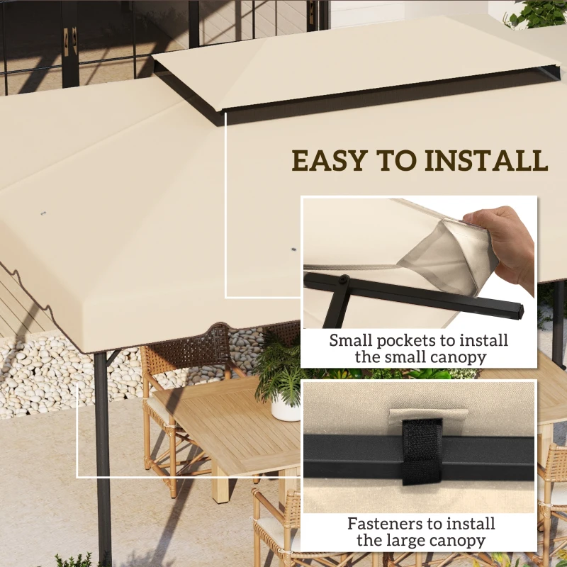 Outsunny 13' x 10' Gazebo Replacement Canopy, Gazebo Top Cover with Double Vented Roof for Garden Patio(TOP ONLY), Cream