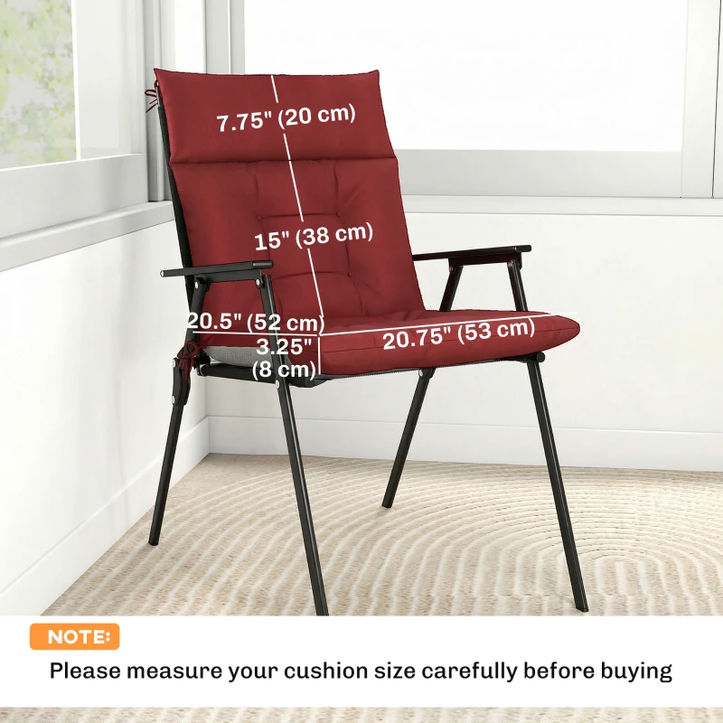 Outsunny Patio Chair Cushions Set of 4, Waterproof Non-Slip Lounge Chair Cushions, 44"x21", Wine Red