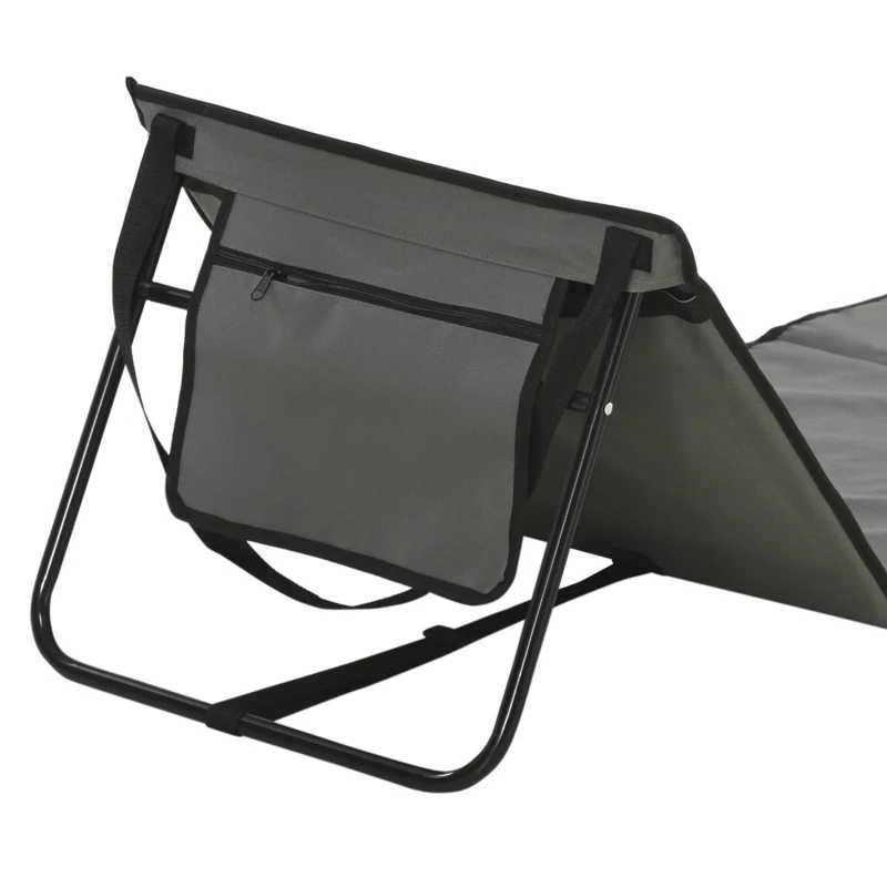Outsunny Set of 2 Foldable Lounge Chairs with Carry Strap, Adjustable Backrest, Grey