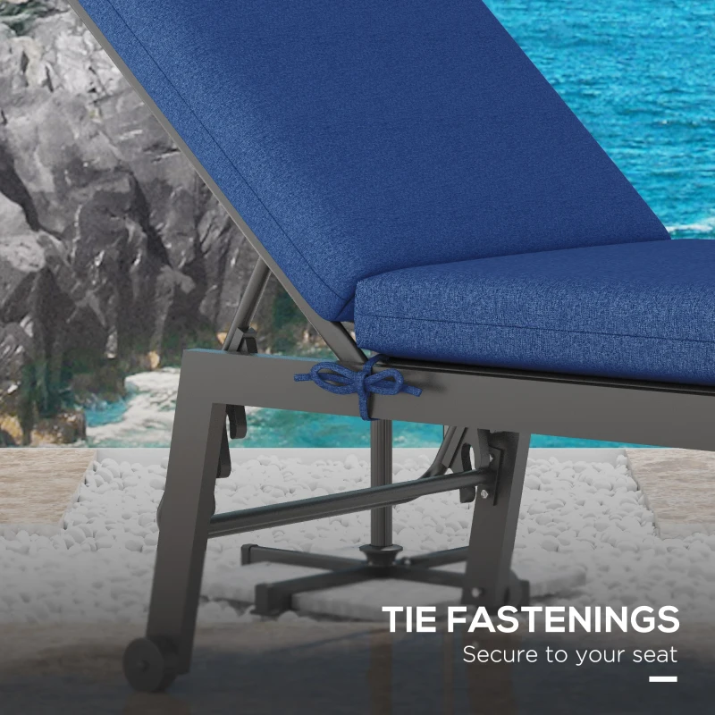 Outsunny 2-Piece Back and Seat Cushion Pillows Replacement, Patio Chair Cushions Set with Ties for Indoor Outdoor, Blue