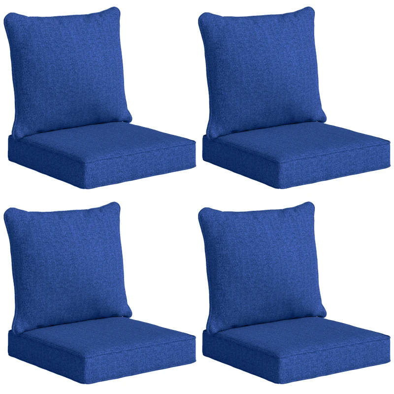 Outsunny Outdoor Chair Cushions Set of 4, Fade Resistant Patio Chair Cushions for Outdoor Furniture, 24" x 24", Navy Blue