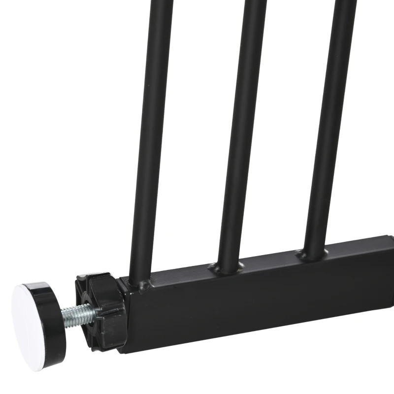 PawHut 29.1''-41.3'' Extra Wide Dog Gate with Cat Door, Stair Pressure Fit, Auto Close, Double Locking, for Doorways, Hallways