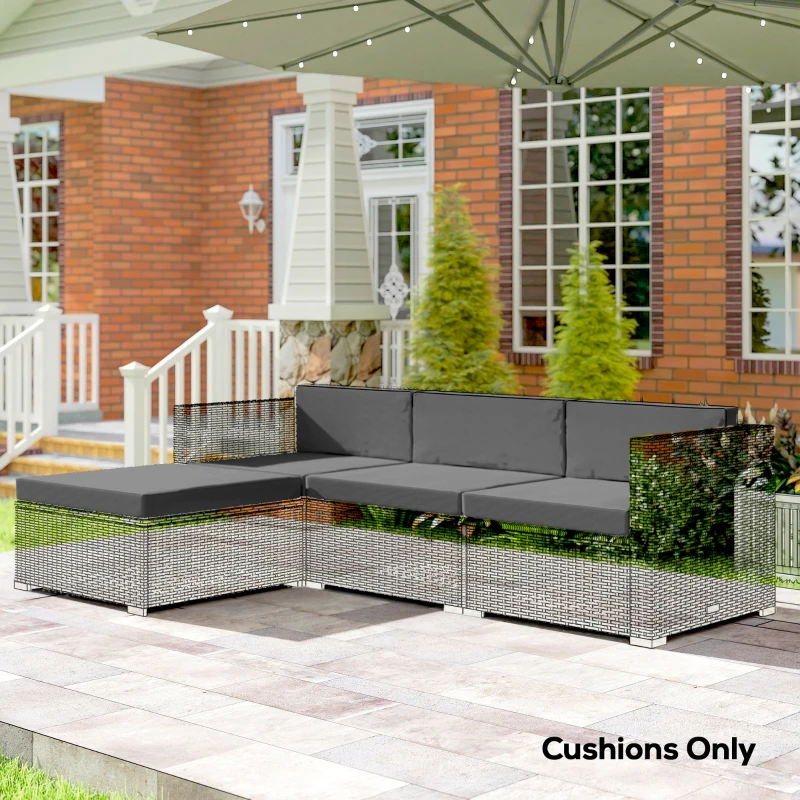 Outsunny Patio Furniture Cushions Water-Repellent Outdoor Loveseat Cushion Removable Covers 23.6" x 23.6", Grey