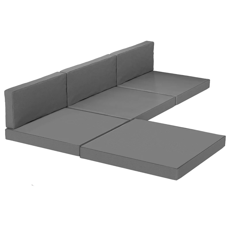Outsunny Patio Furniture Cushions Water-Repellent Outdoor Loveseat Cushion Removable Covers 23.6" x 23.6", Grey