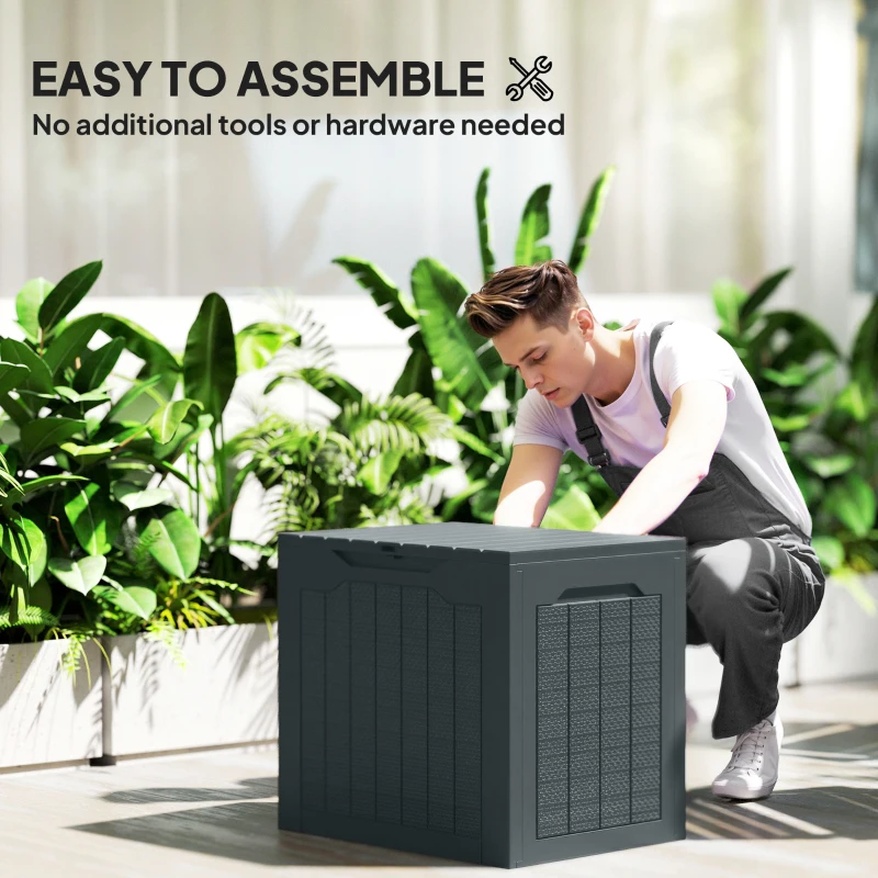 Outsunny 30 Gallon Deck Box, Resin Outdoor Storage Box with Handles, Waterproof and UV Resistant Storage Container