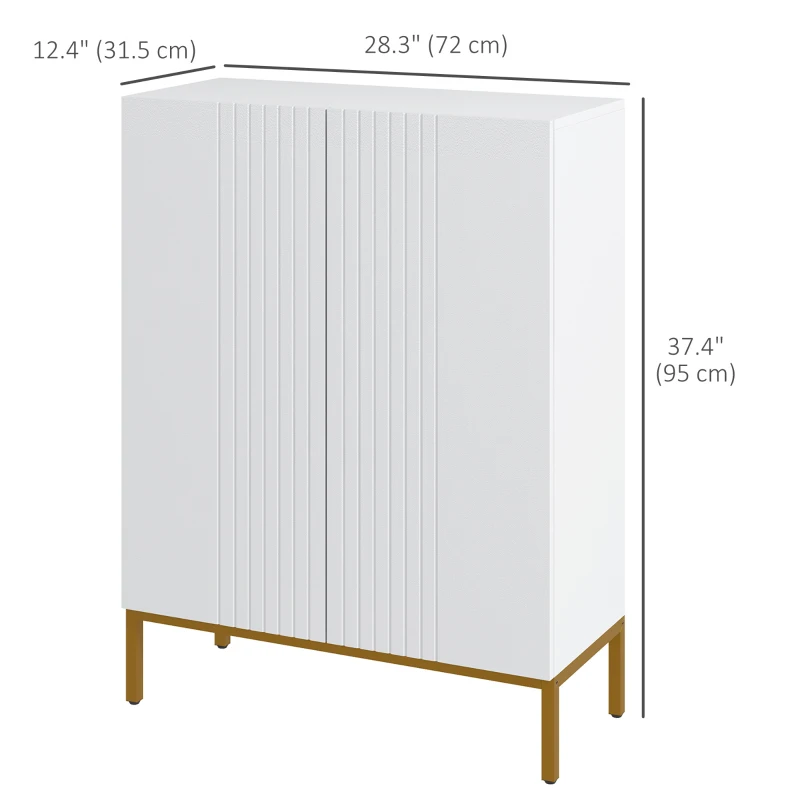 HOMCOM Shoe Storage Cabinet with Adjustable Shelves and Soft-Close Hinges, for 15-20 Pairs of Shoes, White