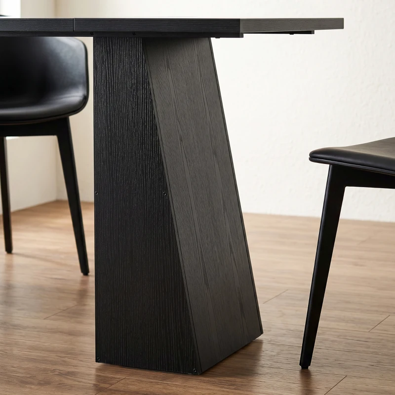 HOMCOM 63 Inch Computer Desk with Trapezoidal Frame Light Black Wood Grain