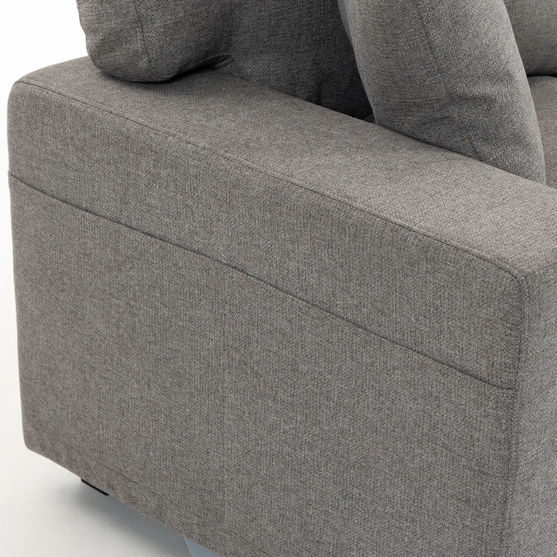 HOMCOM 3 Seater Sofa with Storage Pockets, Modern Upholstered Couch with Pocket Springs, Grey