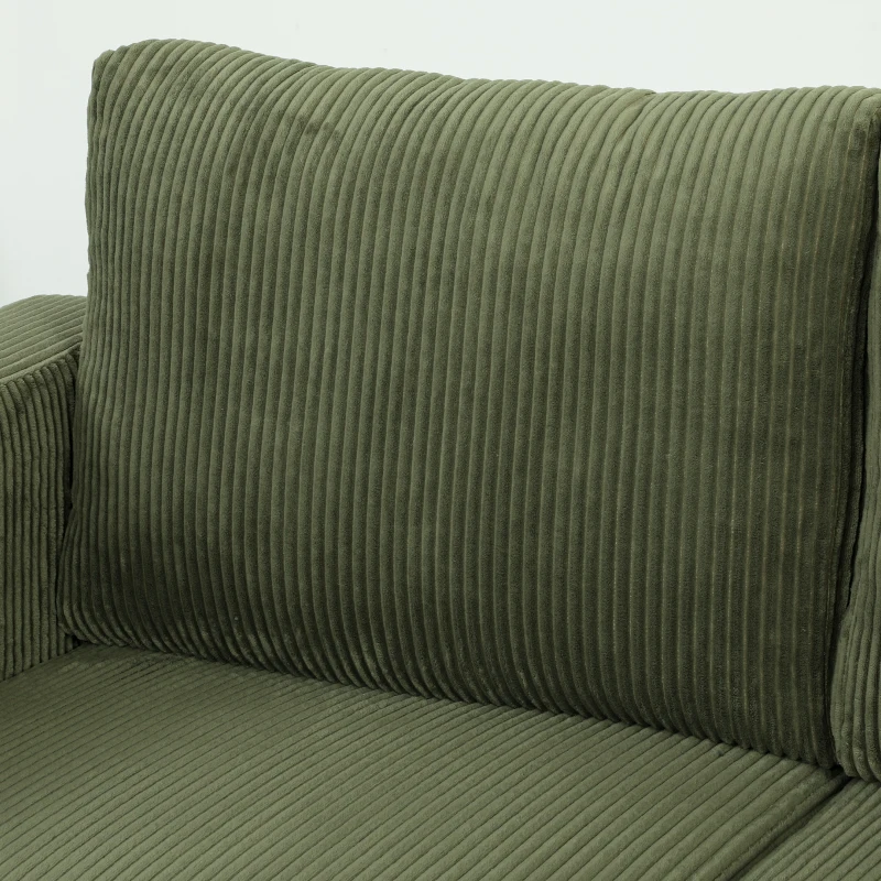 HOMCOM 3 Seater Sofa with Wide Seat, Corduroy Couch with Deep Seat, Spring Cushion, Green