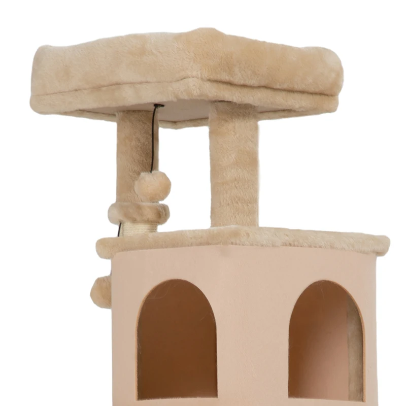 PawHut 41 Inch Cat Tree with Scratching Posts, Cat Bed, Condo, Grooming Brush, Jumping Platforms, Toy Balls, Anti-tip Kit