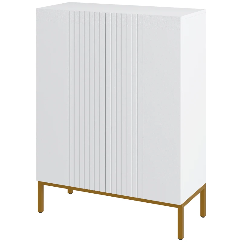 HOMCOM Shoe Storage Cabinet with Adjustable Shelves and Soft-Close Hinges, for 15-20 Pairs of Shoes, White