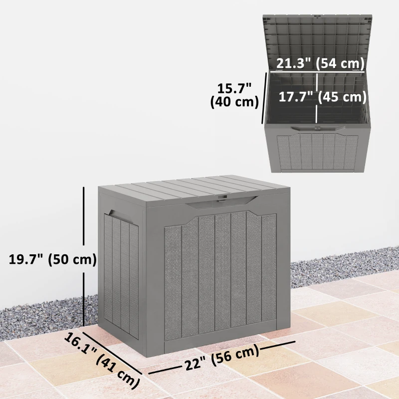 Outsunny 30 Gallon Deck Box, Resin Outdoor Storage Box with Handles, Waterproof and UV Resistant Storage Container