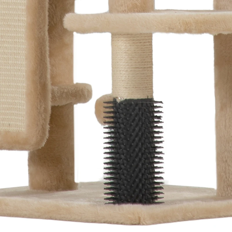 PawHut 41 Inch Cat Tree with Scratching Posts, Cat Bed, Condo, Grooming Brush, Jumping Platforms, Toy Balls, Anti-tip Kit
