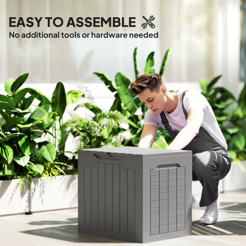 Outsunny 30 Gallon Deck Box, Resin Outdoor Storage Box with Handles, Waterproof and UV Resistant Storage Container