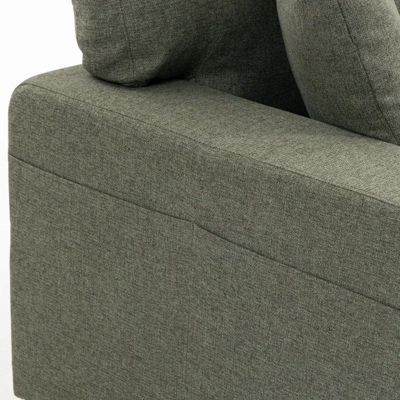 HOMCOM 3 Seater Sofa with Storage Pockets, Modern Upholstered Couch with Pocket Springs, Green