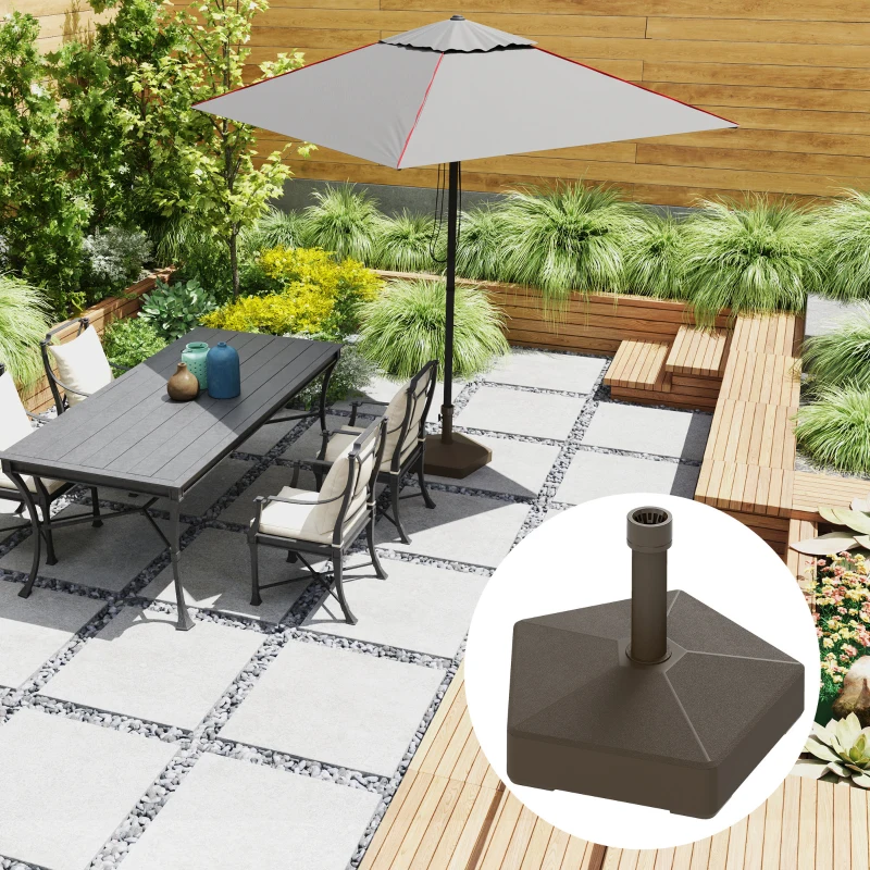 Outsunny Patio Umbrella Base Holder, Heavy Duty Outdoor Umbrella Stand Base, Poolside, Brown