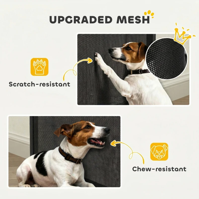 PawHut Retractable Dog Gate, 36.6" Tall,  Extends to 55" Wide, Mesh Pet Gate with Single Hand Operation, for Stairs, Doorways