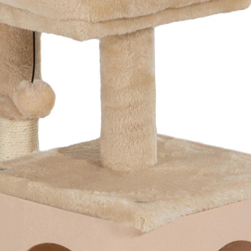 PawHut 41 Inch Cat Tree with Scratching Posts, Cat Bed, Condo, Grooming Brush, Jumping Platforms, Toy Balls, Anti-tip Kit