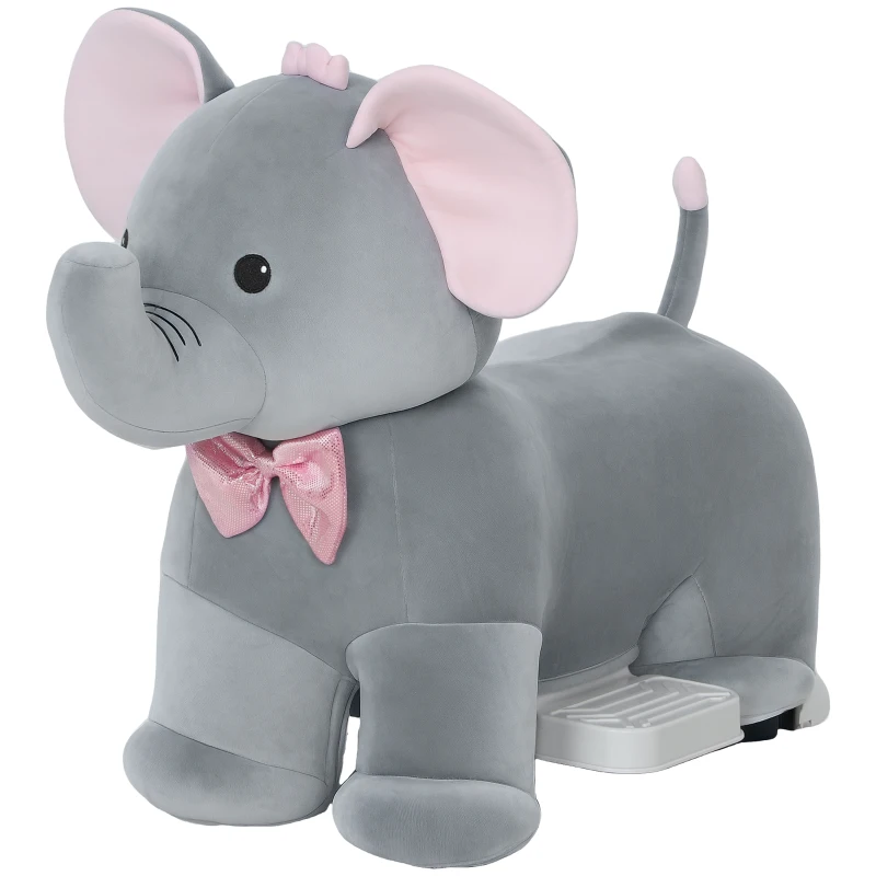 Qaba 6V Kids Ride on Toy, Ride on Horse Elephant with Music, Soft Touch, Silent PU Wheels, Forward, for 1.5-5 Years