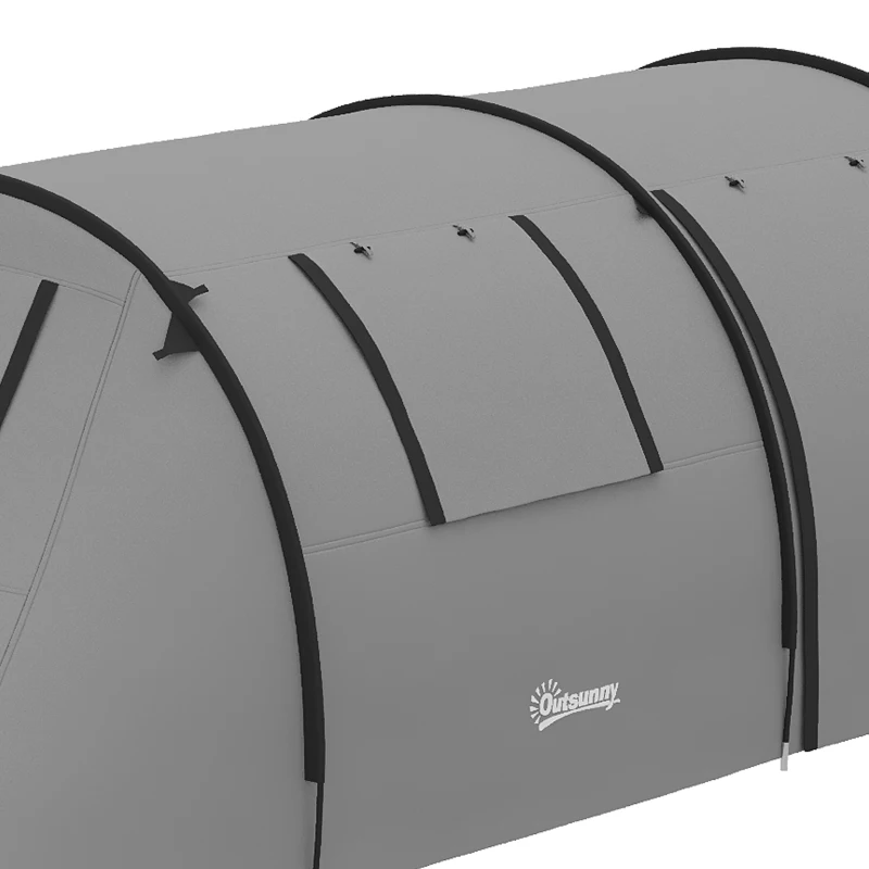Outsunny 3-4 Person Camping Tent with 2 Rooms, 3000mm Waterproof Portable Family Tent with Carry Bag, Grey