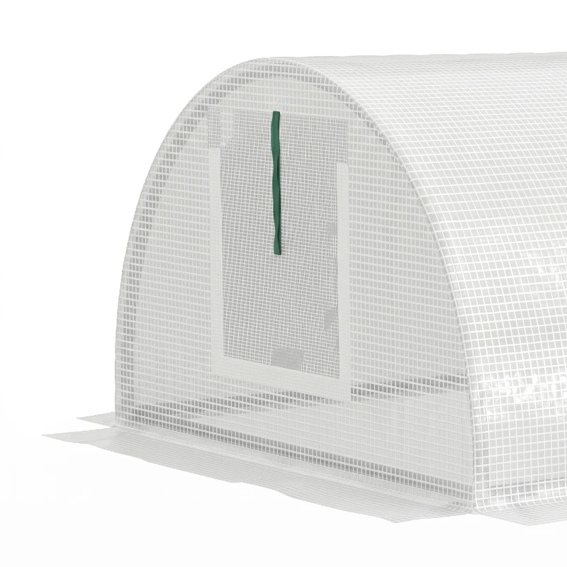 Outsunny Portable Mini Greenhouse, Tunnel Growing Tent with 5 Mesh Windows and Steel Frame,7' x 3' x 2', White
