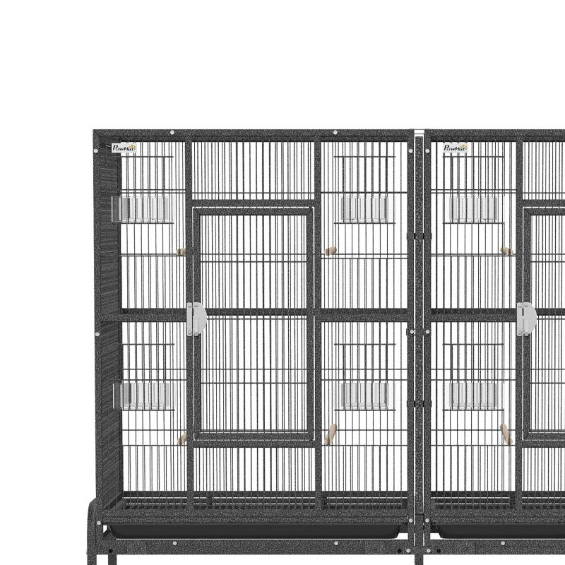 PawHut 56"H Bird Cage, Parrot Cage w/ Detachable Rolling Stand, Removable Tray, Storage Shelf, Perches, Food Container
