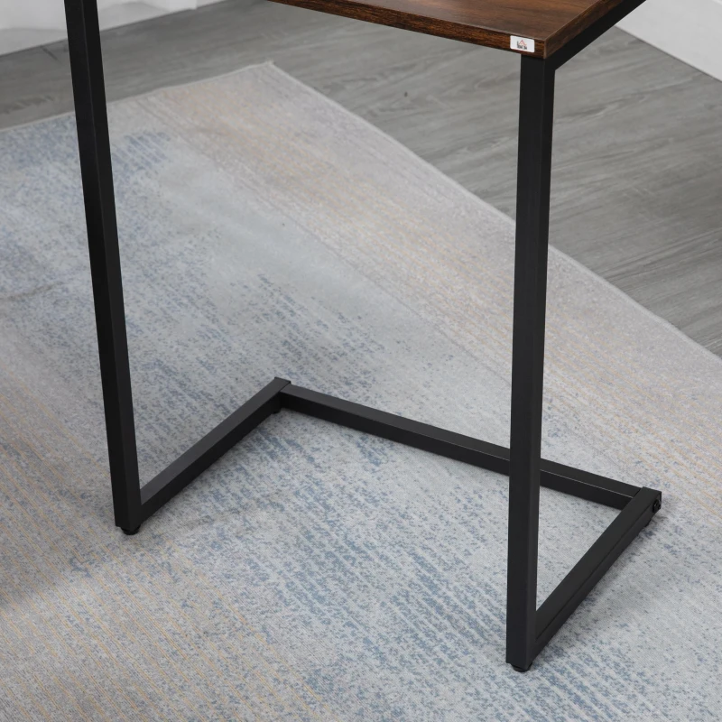 HOMCOM Nesting Coffee Table Set of 3, Stackable Rectangular End Tables with Wood-Effect Top, Metal Frame, Industrial & Rustic C-Shaped for Small Space, Living Room, Rustic Brown