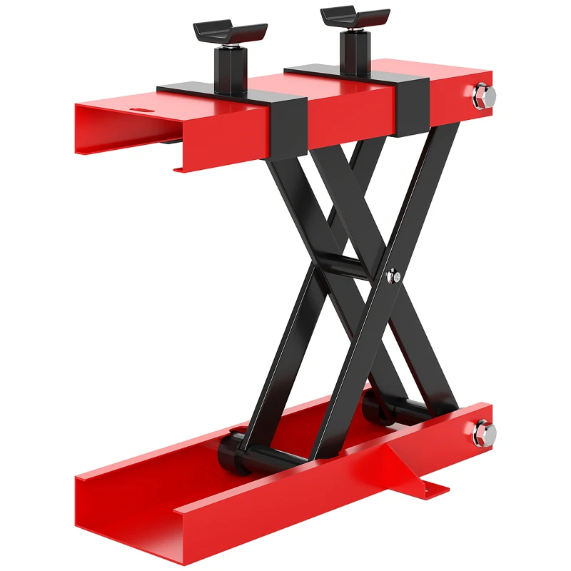 HOMCOM Motorcycle Scissor Lift Jack, 1100 lbs ATV Dirt Bike Stand, 3.7-15.7" Adjustable Height, Red