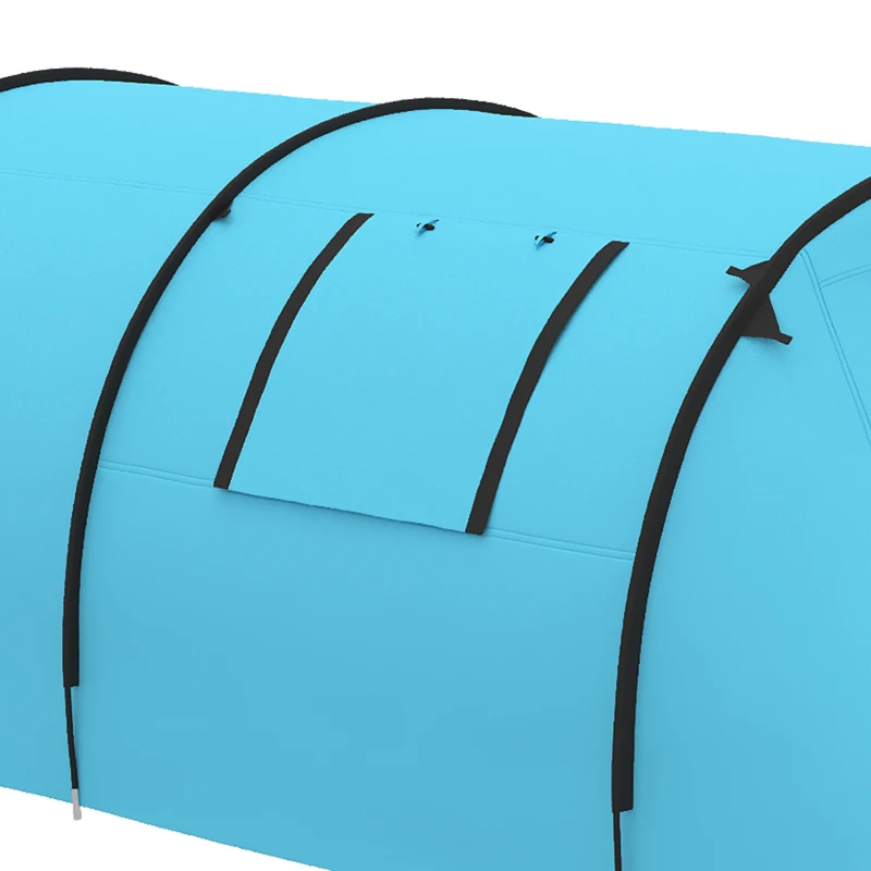 Outsunny 3-4 Person Camping Tent with 2 Rooms, 3000mm Waterproof Portable Family Tent with Carry Bag, Sky Blue