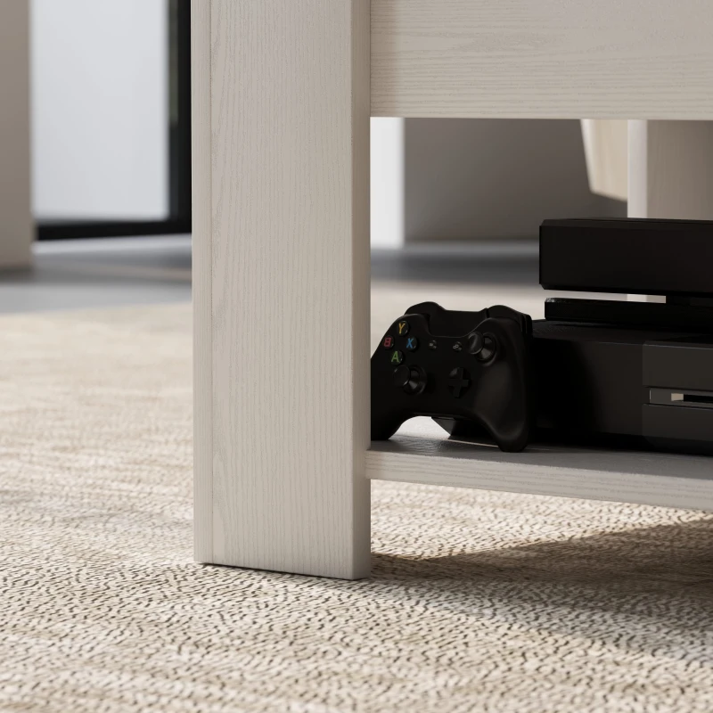 HOMCOM Lift Top Coffee Table with Hidden Storage Compartment and Open Shelf, Center Table for Living Room, White