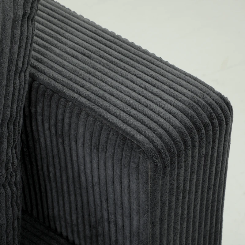 HOMCOM 3 Seater Sofa with Wide Seat, Corduroy Couch with Deep Seat, Spring Cushion, Dark Grey
