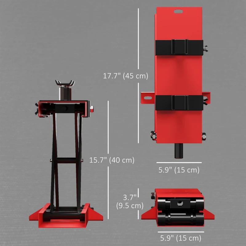 HOMCOM Motorcycle Scissor Lift Jack, 1100 lbs ATV Dirt Bike Stand, 3.7-15.7" Adjustable Height, Red
